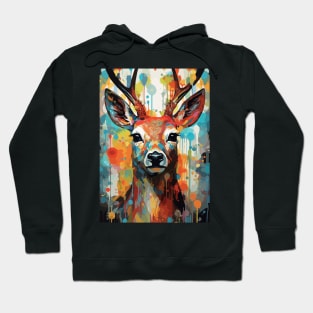 Deer Watercolor Painting Abstract Art Hoodie